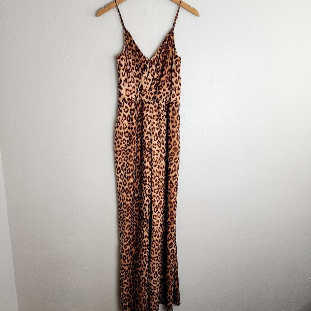 L'Agence Maeve Leopard Print Silk Wide Leg Jumpsuit One Piece Romper Small NWT
